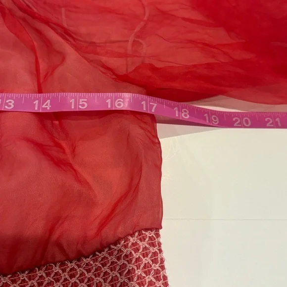 Alice + Olivia off the shoulder semi sheer Women's blouse in red size small